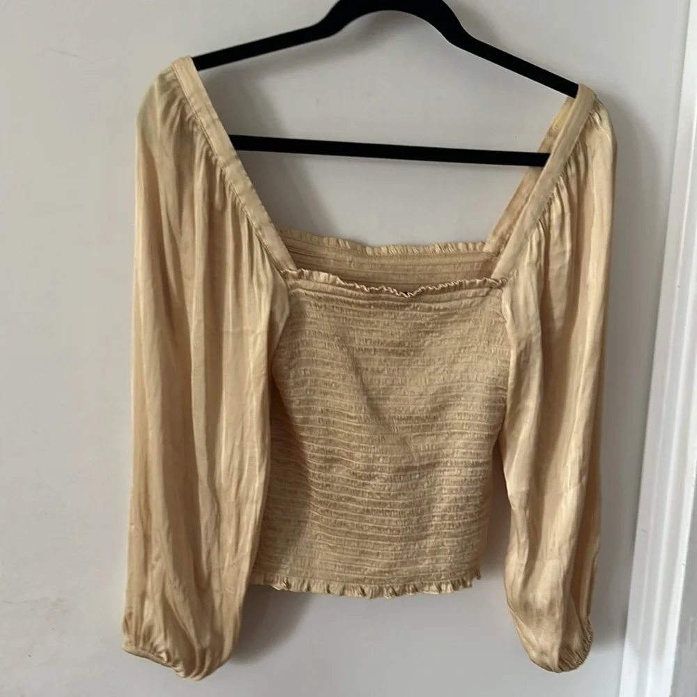 J. Crew Square Neck silky Smocked blouse